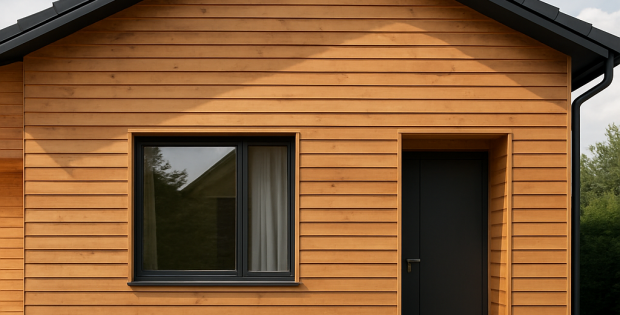 Haus mit einer lärchenholzfassade